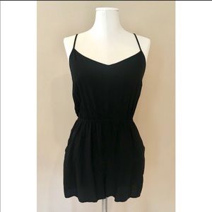 Black Cotton Criss Cross Back Romper